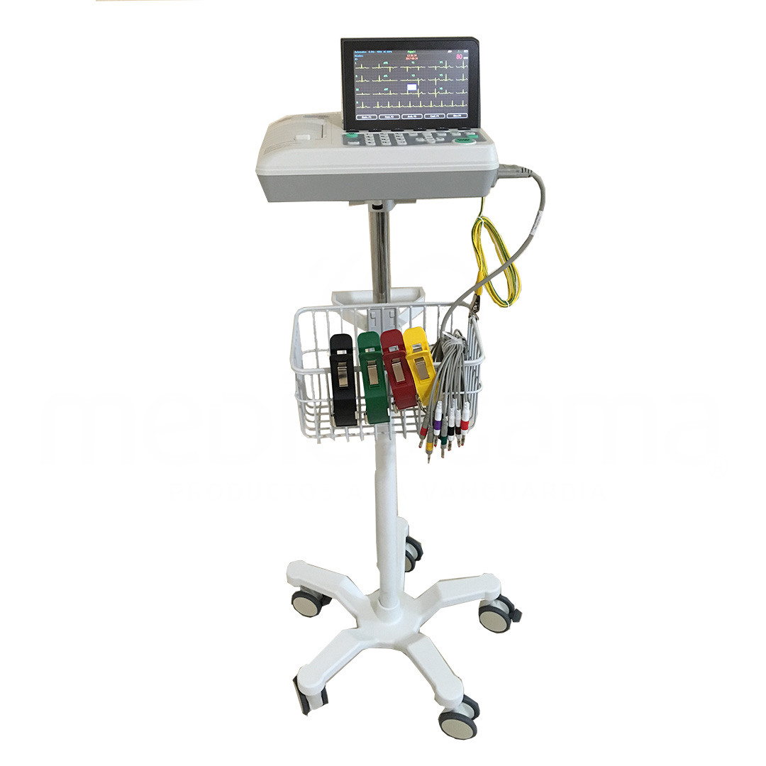 Electrocardiógrafo de 3 Canales y 12 Derivaciones + Carro Transportador -  MedicaGama